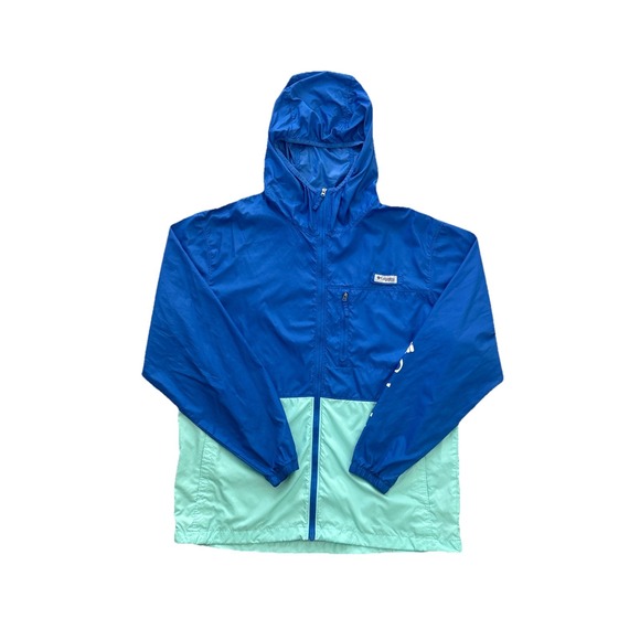 Columbia PFG Hooded Windbreaker Jacket Blue Mint Fishing Outdoor Size L Mens - Picture 4 of 9